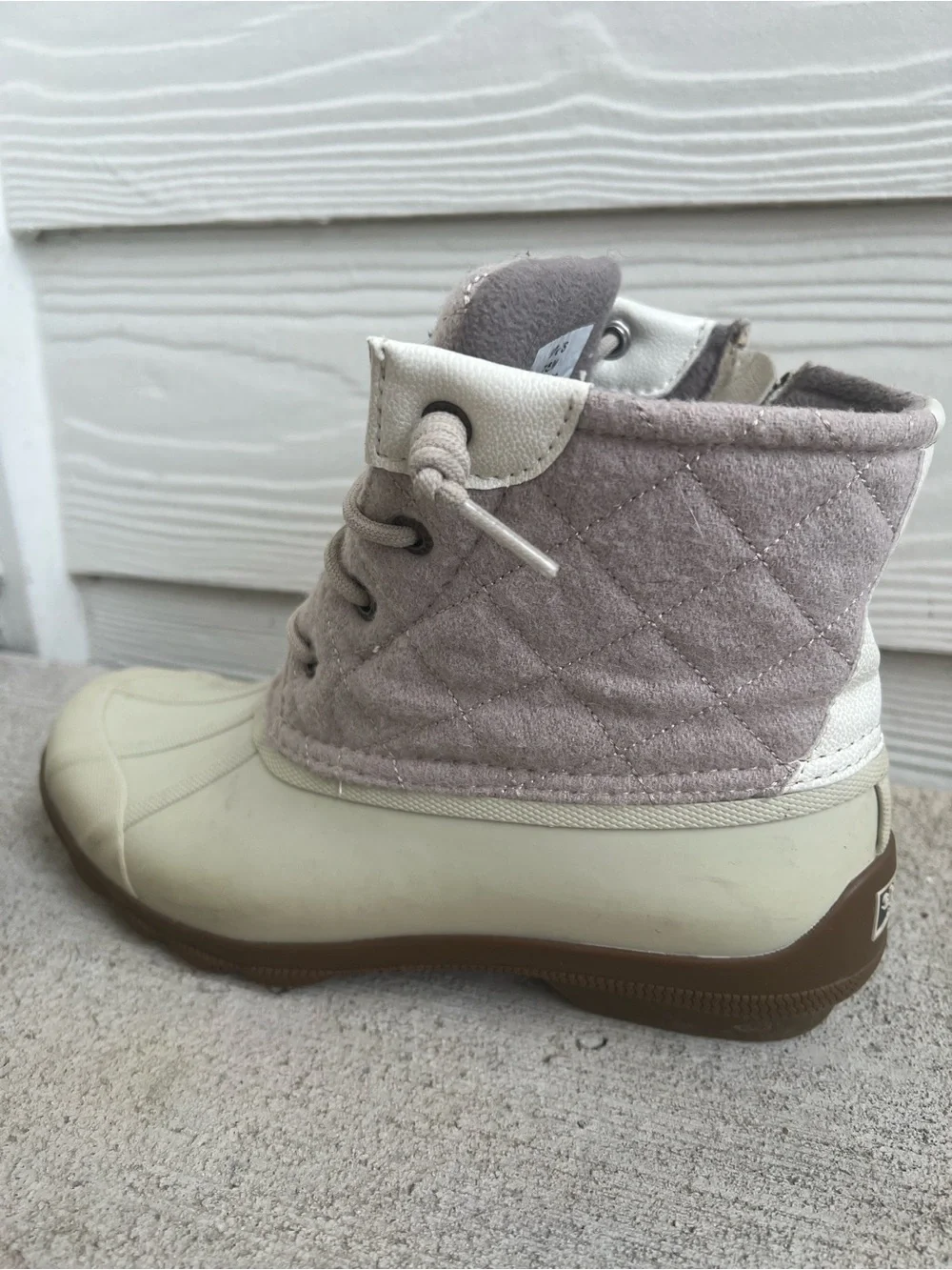 Sperry Women's Two-Texture Duck Boots in Purple and Cream - Size 7.5